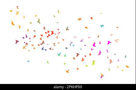Abstract colored flying birds. Mixed media. Vector illustration Stock Vector