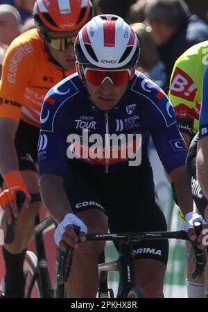 Le Mans, France. 07th Apr, 2023. COQUARD Bryan of Cofidis during the Région Pays de la Loire Tour 2023, UCI Europe Tour cycling race, stage 4, Sablé-sur-Sarthe - Le Mans (177, 8 km) on April 7, 2023 in Le Mans, France - Photo Laurent Lairys/ABACAPRESS.COM Credit: Abaca Press/Alamy Live News Stock Photo