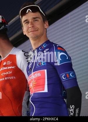 Le Mans, France. 07th Apr, 2023. COQUARD Bryan of Cofidis during the Région Pays de la Loire Tour 2023, UCI Europe Tour cycling race, stage 4, Sablé-sur-Sarthe - Le Mans (177, 8 km) on April 7, 2023 in Le Mans, France - Photo Laurent Lairys/ABACAPRESS.COM Credit: Abaca Press/Alamy Live News Stock Photo