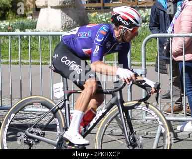 Le Mans, France. 07th Apr, 2023. COQUARD Bryan of Cofidis during the Région Pays de la Loire Tour 2023, UCI Europe Tour cycling race, stage 4, Sablé-sur-Sarthe - Le Mans (177, 8 km) on April 7, 2023 in Le Mans, France - Photo Laurent Lairys/ABACAPRESS.COM Credit: Abaca Press/Alamy Live News Stock Photo