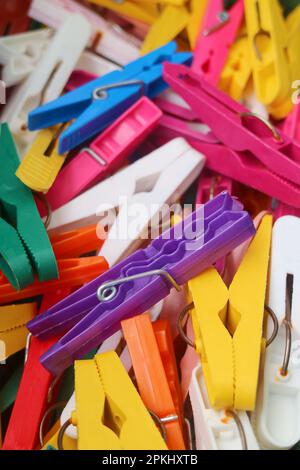 Pile of a lot multi colored plastic ballpoint pens isolated on white ...