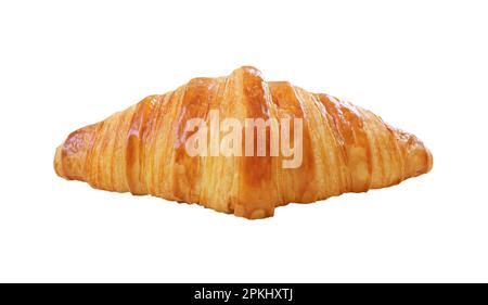 Delectable Puffy French Croissant Pastry Isolated on white background Stock Photo