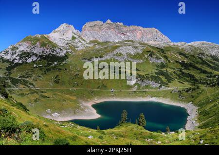 Formarinsee and in the background the Rote Wand, Dalaas, Lechquellengebirge, Vorarlberg, Austria Stock Photo