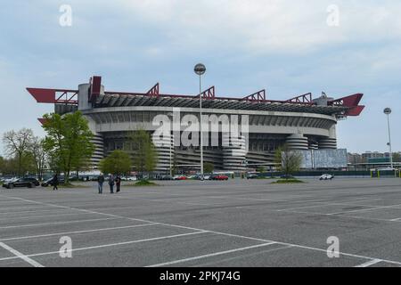 San Siro stadium, Milan, Italy, April 07, 2023, An outside view of Milan stadium San Siro  during  AC Milan vs Empoli FC - italian soccer Serie A matc Stock Photo