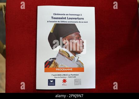 Paris, France. 07th Apr, 2023. Tribute to Toussaint Louverture on the occasion of the 220th anniversary of his death at the Pantheon in Paris, France on April 07, 2023. Photo by Nasser Berzane/ABACAPRESS.COM Credit: Abaca Press/Alamy Live News Stock Photo