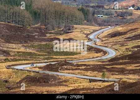 A view of the A832, looking north west, as it goes through Glen Docherty, near Kinlochewe in Wester Ross, Scotland, Stock Photo