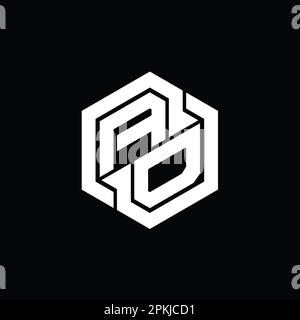 AD Logo monogram gaming with hexagon geometric shape design template Stock Photo