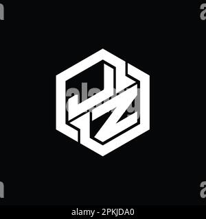 JZ Logo monogram with hexagon geometric shape isolated outline design ...