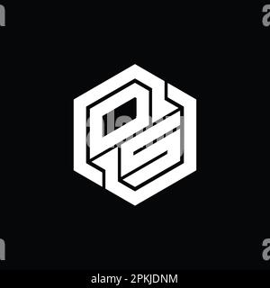 OS Logo monogram gaming with hexagon geometric shape design template Stock Photo