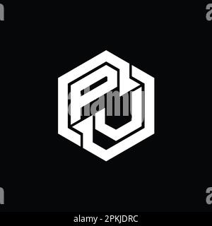 PV Logo monogram gaming with hexagon geometric shape design template ...