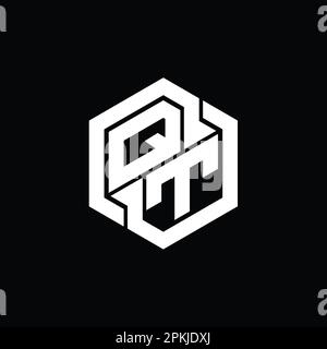 QT Logo monogram gaming with hexagon geometric shape design template ...
