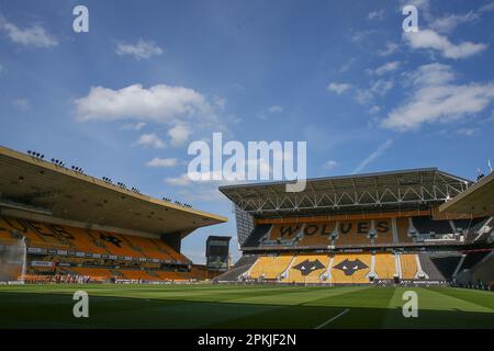 Wolverhampton, UK. 08th Apr, 2023. A general view inside of Molineux, home of Wolverhampton Wanders ahead of the Premier League match Wolverhampton Wanderers vs Chelsea at Molineux, Wolverhampton, United Kingdom, 8th April 2023 (Photo by Gareth Evans/News Images) in Wolverhampton, United Kingdom on 4/8/2023. (Photo by Gareth Evans/News Images/Sipa USA) Credit: Sipa USA/Alamy Live News Stock Photo