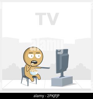 A man sits on a chair and watches TV Stock Vector