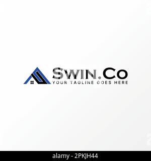 Logo design graphic concept creative abstract premium free vector stock letter SC or CS font on triangle like roof house. Related to monogram property Stock Vector