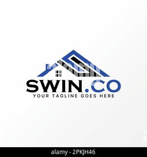 Logo design graphic concept creative abstract premium free vector stock letter SC or CS font on triangle with roof house. Related to monogram property Stock Vector
