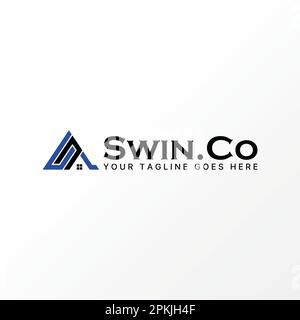 Logo design graphic concept creative abstract premium free vector stock letter SC font flip triangle roof house. Related to initial or house property Stock Vector
