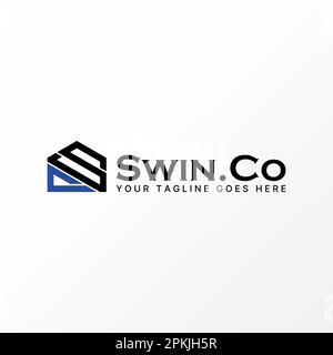 Logo design graphic concept creative abstract premium free vector stock letter SC or CS connect font house home line out. Related to monogram property Stock Vector