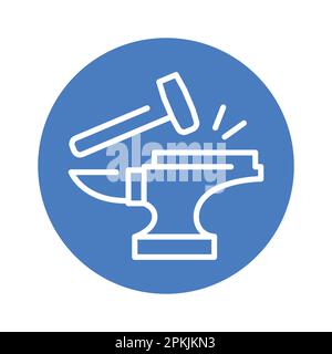 Blacksmith craft сolor line icon. Metal work. Pictogram for web page. Stock Vector