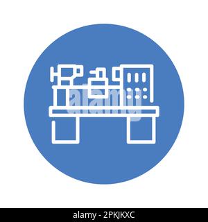 Lathe olor line icon. Metal work. Pictogram for web page. Stock Vector
