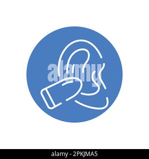 Ear plug black line icon. Face safety.  Soundproof element Stock Vector