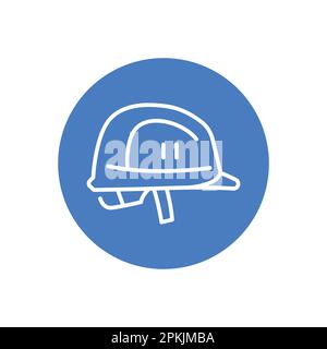 Protection helmet black line icon. Head safety. Work uniform Stock Vector