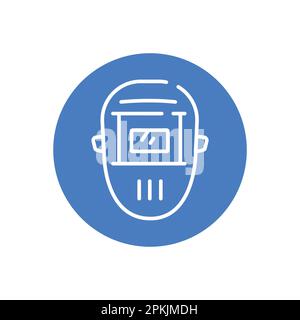 Protection welding mask black line icon. Face safety. Work equipment Stock Vector
