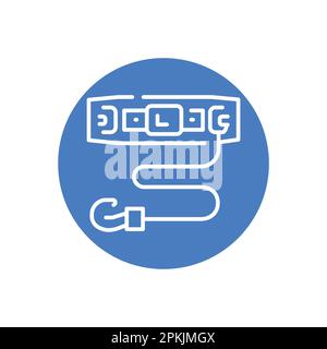Rock climbing belt black line icon. Mountaineering harness. Personal protection. Stock Vector