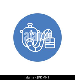 Respirator mask black line icon. Oxygen breathing apparatus. Stock Vector