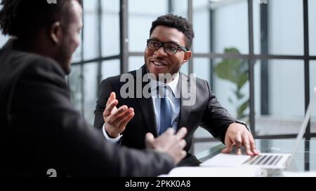Working together with smile on face at the office Stock Photo