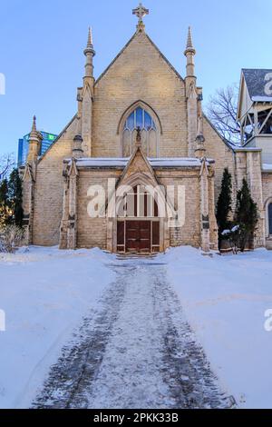 March 11 2023 - Winnipeg Manitoba Canada - The Holy Trinity Anglican Church building Stock Photo