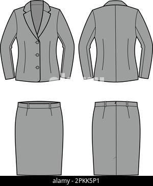 Set of womans business suit jacket and skirt . Stock Vector