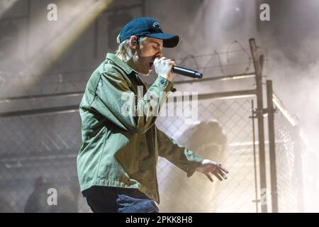 Madison, USA. 07th Apr, 2023. The Kid Laroi (Charlton Kenneth Jeffrey Howard) at Alliant Energy Center on April 7, 2023, in Madison, Wisconsin (Photo by Daniel DeSlover/Sipa USA) Credit: Sipa USA/Alamy Live News Stock Photo