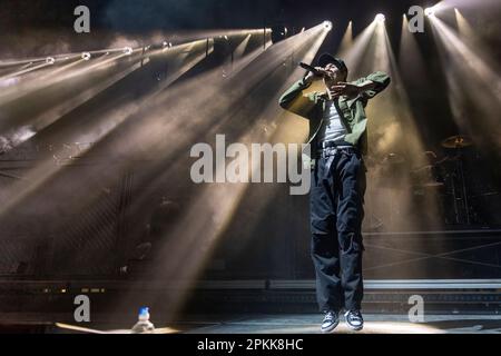 Madison, USA. 07th Apr, 2023. The Kid Laroi (Charlton Kenneth Jeffrey Howard) at Alliant Energy Center on April 7, 2023, in Madison, Wisconsin (Photo by Daniel DeSlover/Sipa USA) Credit: Sipa USA/Alamy Live News Stock Photo