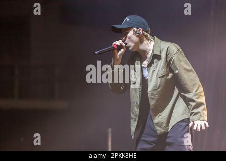 Madison, USA. 07th Apr, 2023. The Kid Laroi (Charlton Kenneth Jeffrey Howard) at Alliant Energy Center on April 7, 2023, in Madison, Wisconsin (Photo by Daniel DeSlover/Sipa USA) Credit: Sipa USA/Alamy Live News Stock Photo