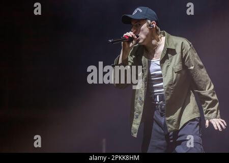 Madison, USA. 07th Apr, 2023. The Kid Laroi (Charlton Kenneth Jeffrey Howard) at Alliant Energy Center on April 7, 2023, in Madison, Wisconsin (Photo by Daniel DeSlover/Sipa USA) Credit: Sipa USA/Alamy Live News Stock Photo