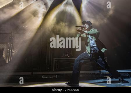 Madison, USA. 07th Apr, 2023. The Kid Laroi (Charlton Kenneth Jeffrey Howard) at Alliant Energy Center on April 7, 2023, in Madison, Wisconsin (Photo by Daniel DeSlover/Sipa USA) Credit: Sipa USA/Alamy Live News Stock Photo