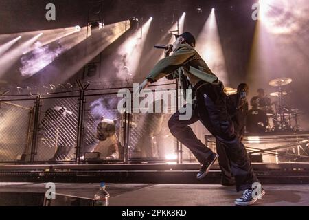 Madison, USA. 07th Apr, 2023. The Kid Laroi (Charlton Kenneth Jeffrey Howard) at Alliant Energy Center on April 7, 2023, in Madison, Wisconsin (Photo by Daniel DeSlover/Sipa USA) Credit: Sipa USA/Alamy Live News Stock Photo