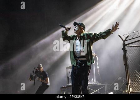 Madison, USA. 07th Apr, 2023. The Kid Laroi (Charlton Kenneth Jeffrey Howard) at Alliant Energy Center on April 7, 2023, in Madison, Wisconsin (Photo by Daniel DeSlover/Sipa USA) Credit: Sipa USA/Alamy Live News Stock Photo