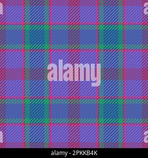 Textile pattern background. Seamless texture plaid. Check fabric vector tartan in indigo and pink colors. Stock Vector