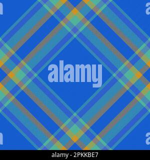 Texture fabric check. Plaid background textile. Seamless pattern vector tartan in blue and turquoise colors. Stock Vector