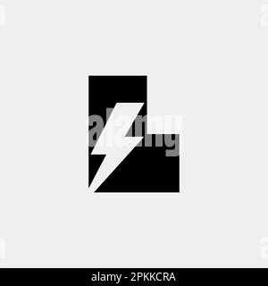 L Letter Logo With Lightning Thunder Bolt Vector Design. Electric Bolt Letter L Logo Vector Illustration. Stock Vector