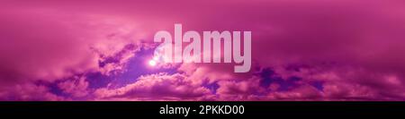 Overcast sky panorama on sunset with Cumulus clouds in Seamless spherical equirectangular format as full zenith for use in 3D graphics, game and Stock Photo