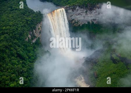 Aerial of the Kaieteur Falls, Potaro River, Guyana, South America Stock Photo