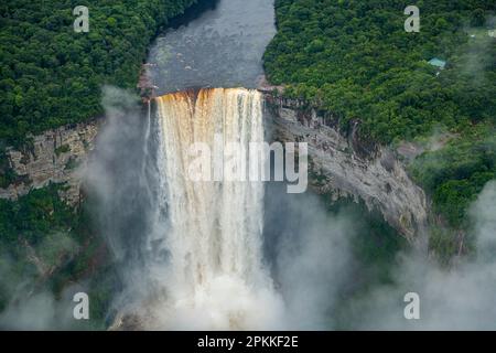 Aerial of the Kaieteur Falls, Potaro River, Guyana, South America Stock Photo