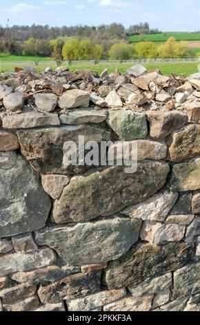 dry stone wall Calke Leicestershire Stock Photo