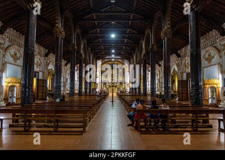 Interior of the San Ignacio de Velasco Mission, Jesuit Missions of Chiquitos, Santa Cruz department, Bolivia, South America Stock Photo