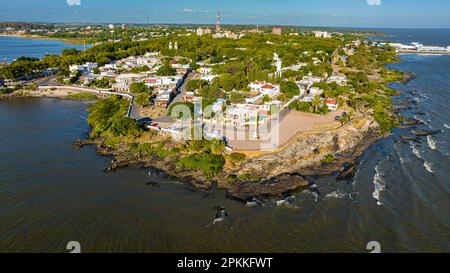 Aerial of Colonia del Sacramento, UNESCO World Heritage Site, Uruguay, South America Stock Photo