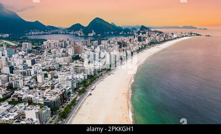Aerial of Leblon beach, Rio de Janeiro, Brazil, South America Stock Photo