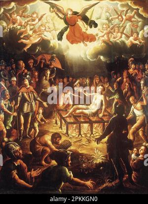 The Martyrdom of Saint Lawrence 17th century by Hipolito de Rioja Stock Photo