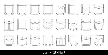 Patch pocket. Set of uniform patch pockets shapes for clothes, dress,  shirt, casual denim style. Isolated icons Stock Vector Image & Art - Alamy